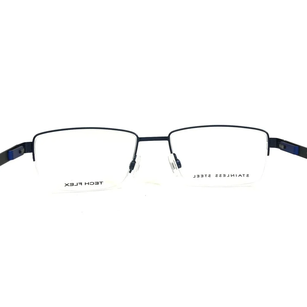 Tech Flex Eyeglasses Frames 30143S SP02 Gray Blue Rectangular Half Rim 52-18-145